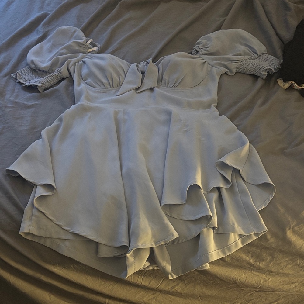 Lulu's Light Gray Smocked Dress